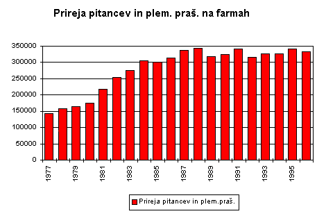 graf 3 : prireja pitancev in plemenskih praicev na farmah