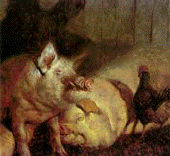 Wyeth, James; Night Pigs, 1979, Oil on canvas, 76 x 76 cm